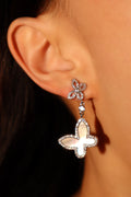 Diamond Shell Butterfly Pearl Earrings