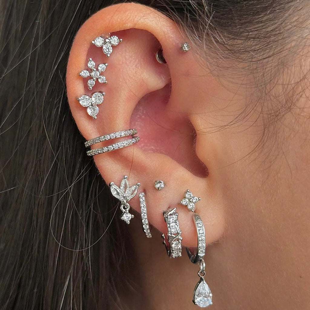 Silver Triple Star Earring Trio