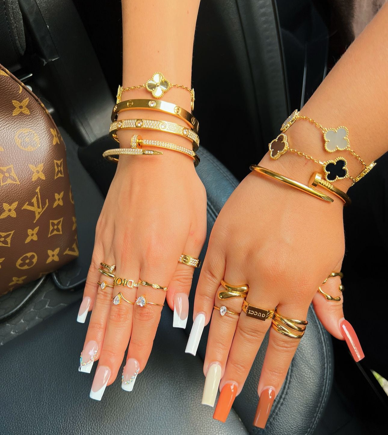 Full Diamanté Nail Bracelet (gold & silver)