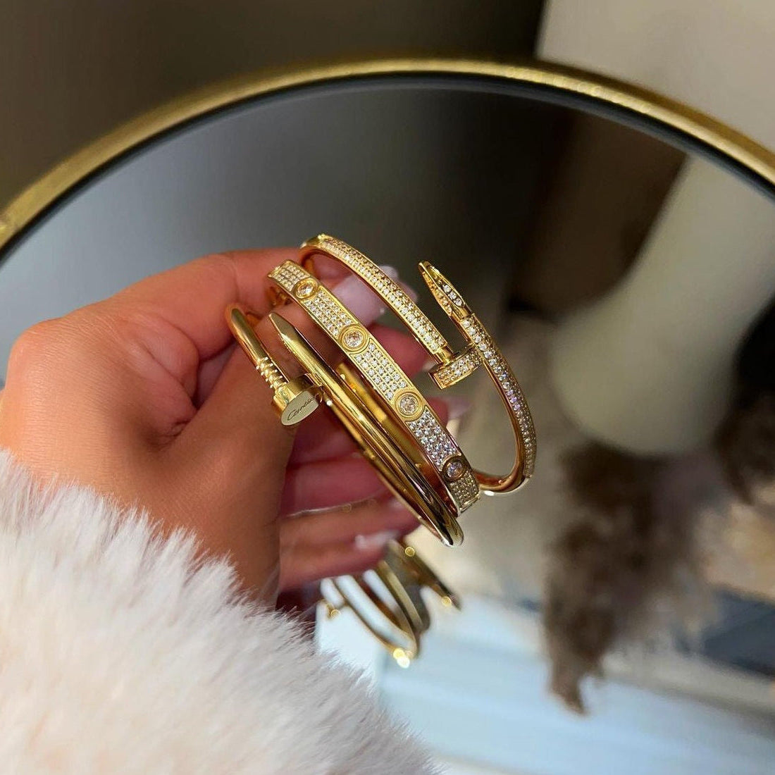 Full Diamanté Nail Bracelet (gold & silver)