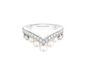 Cleo Pearl Diamanté Ring (silver & rose gold)