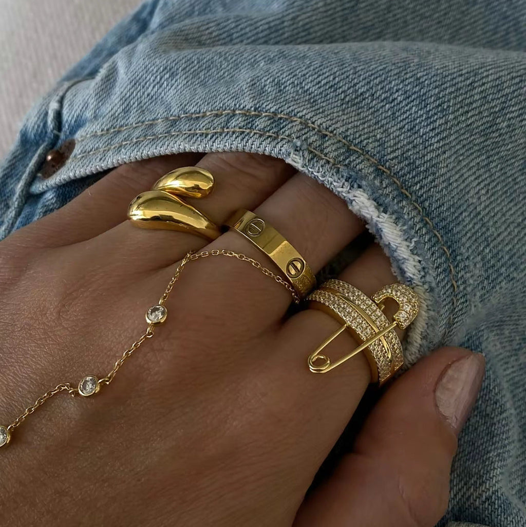 Safety Pin Stack Ring (in gold & silver)