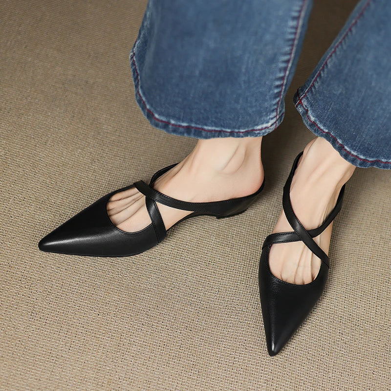 Aluna Mules de piel auténtica