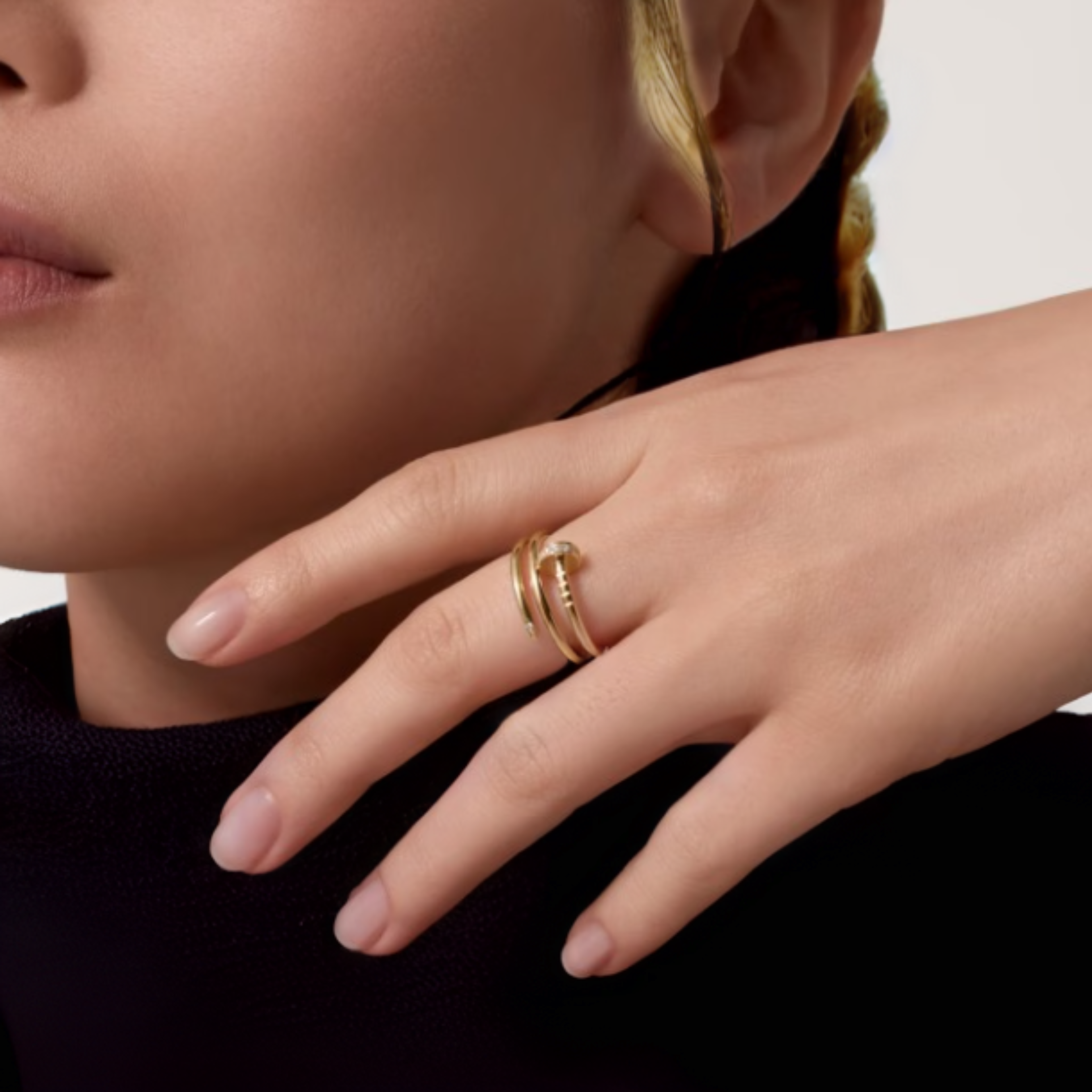 Alana Nail Triple Diamanté Ring (in gold & silver)