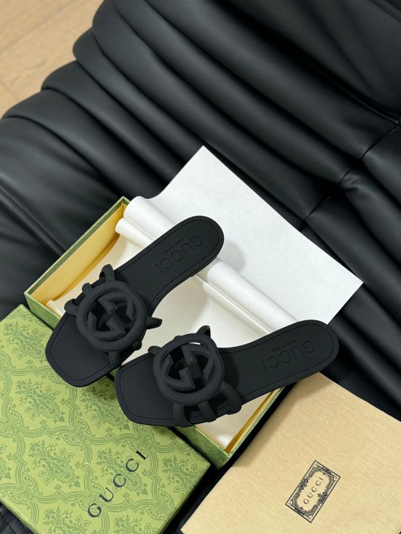 Noir Emblem Slide Sandals