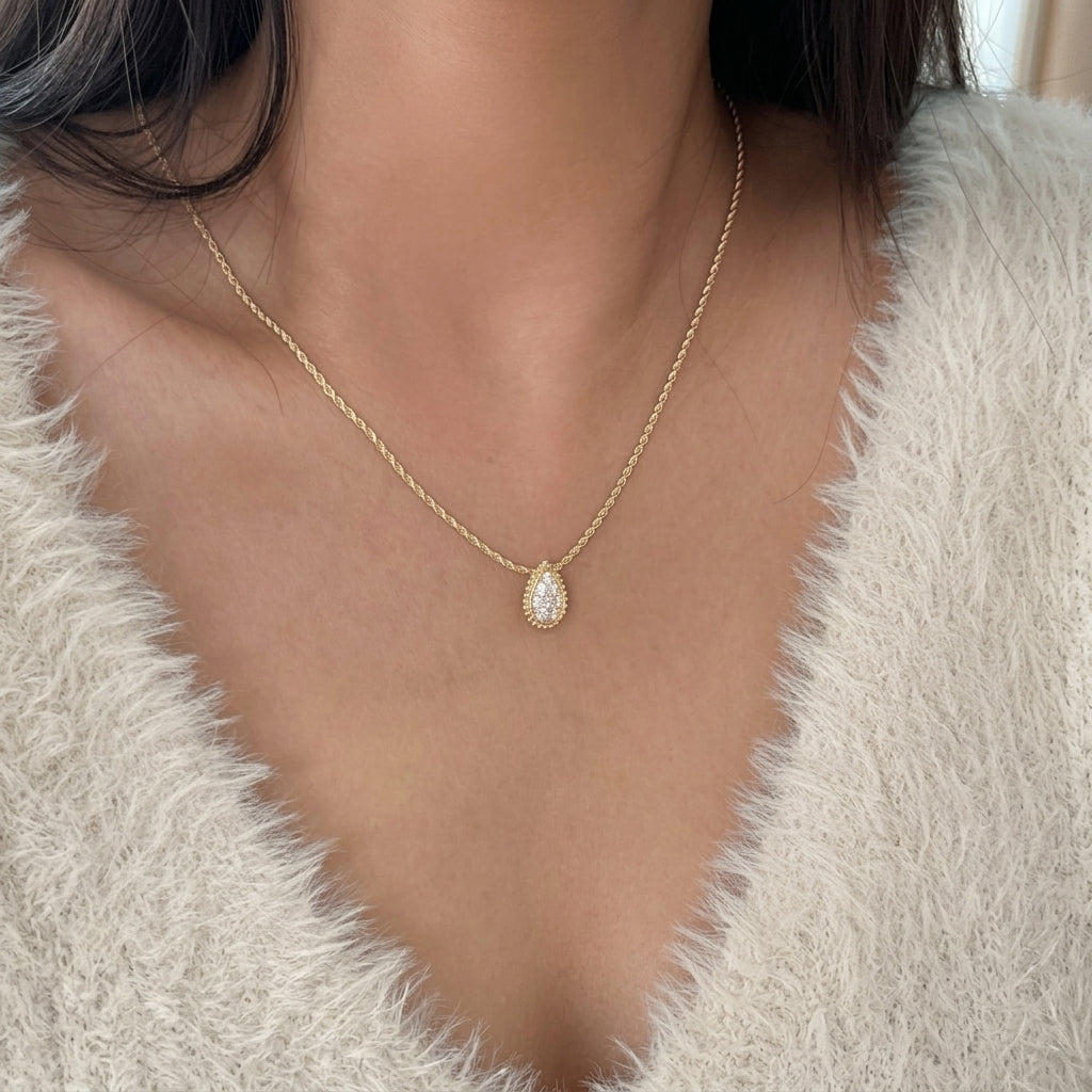 Aerial Teardrop Classy Diamanté Necklace