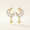 Gold Diamanté Moon & Star Earrings