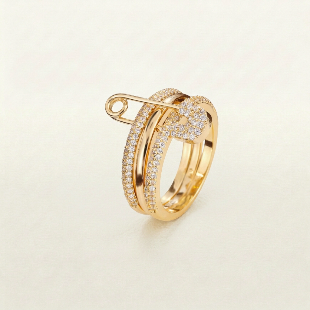 Safety Pin Stack Ring (in gold & silver)