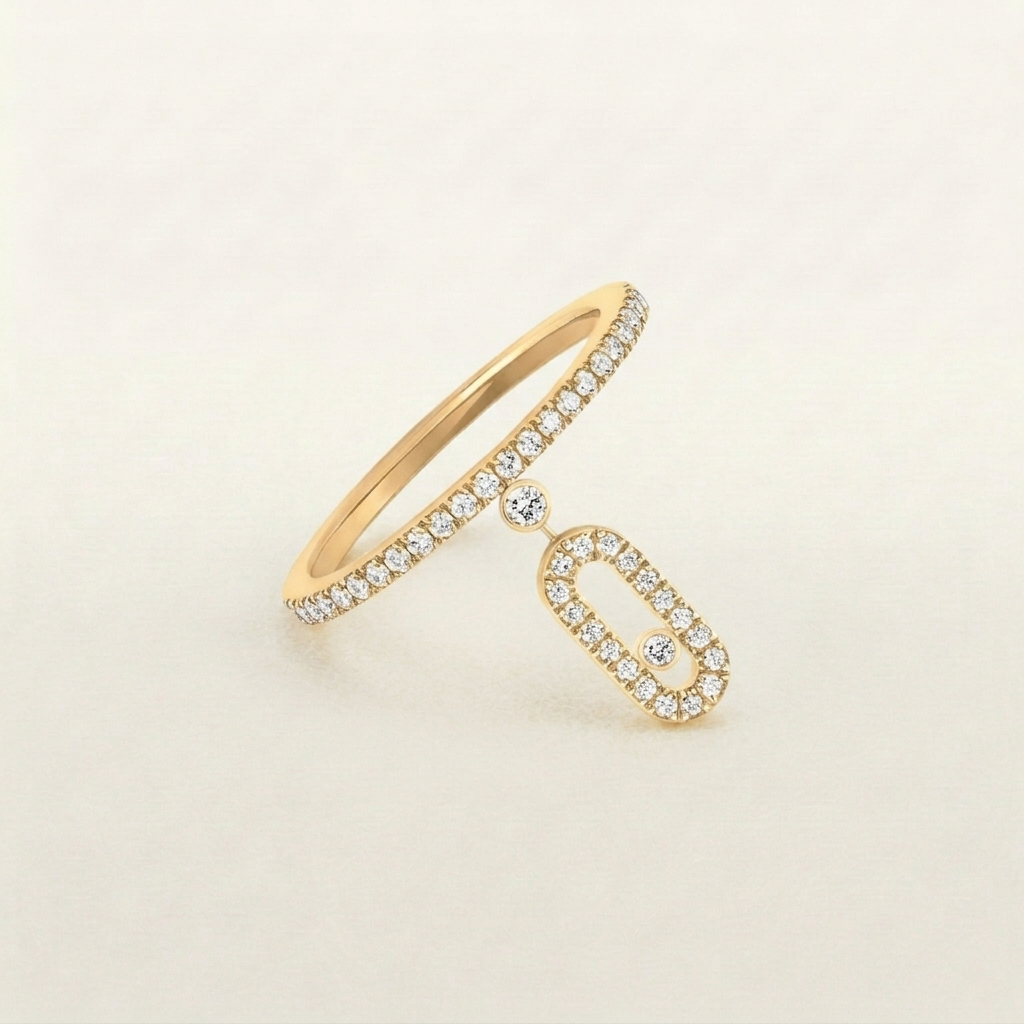 Chaira Dangling Ring Diamanté (gold & silver)