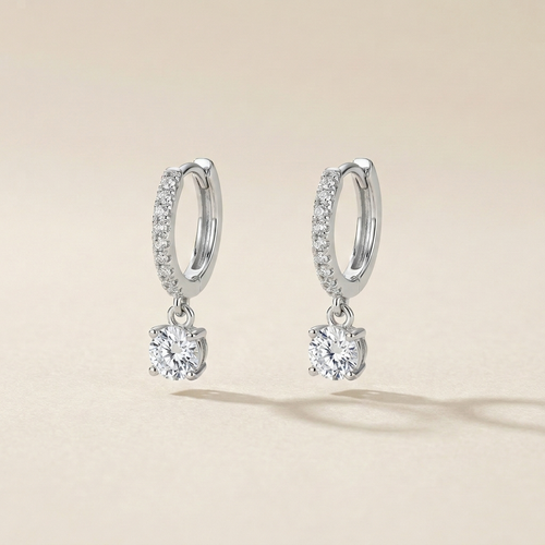 18K Gold Diamond Hoop Earrings