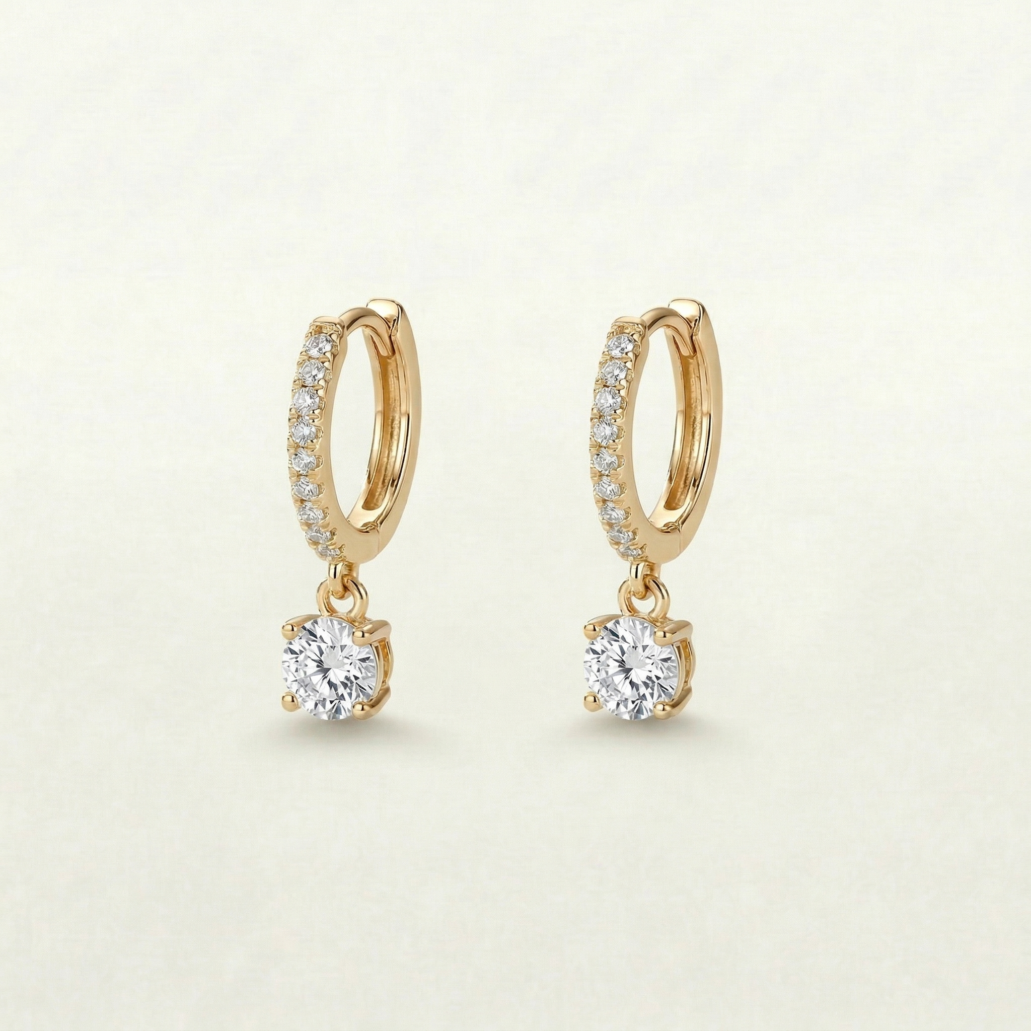 18K Gold Diamond Hoop Earrings