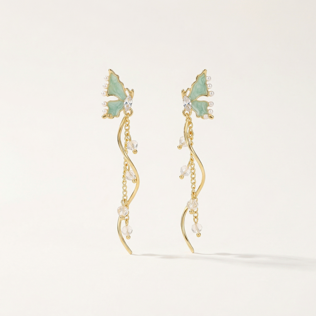 Butterfly Pearls Drop Earrings