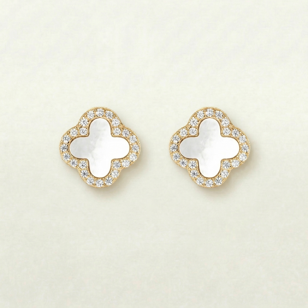 Mina Gold Pearl Diamanté Earrings