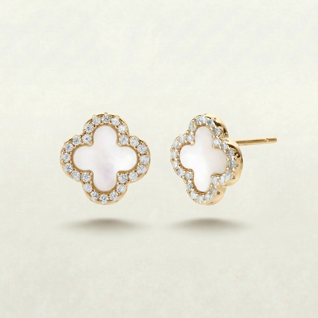 Mina Gold Pearl Diamanté Earrings