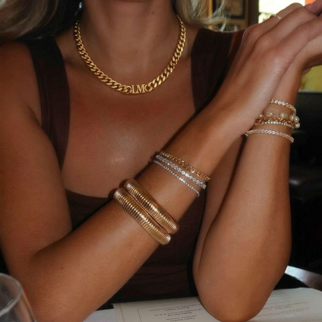 Cuban Initial Choker Necklace