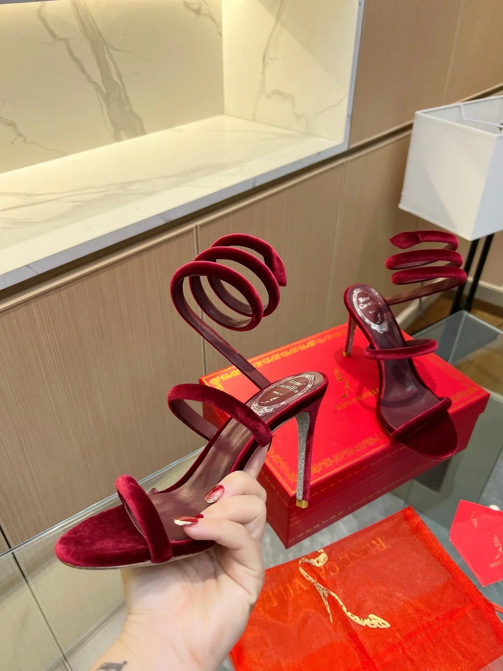 Velvet Snake Crystal Sandals