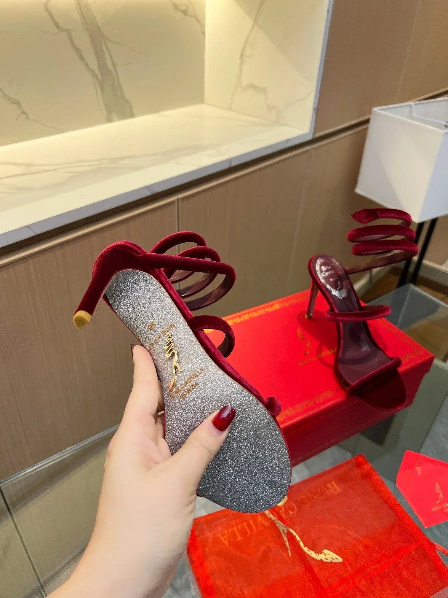 Velvet Snake Crystal Sandals