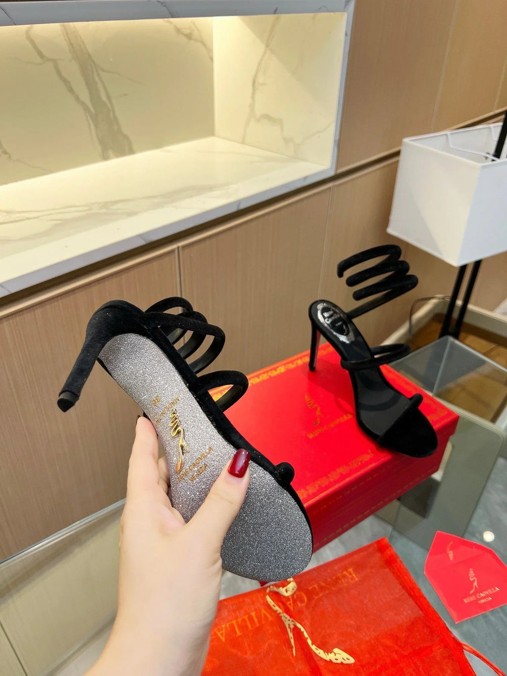 Velvet Snake Crystal Sandals