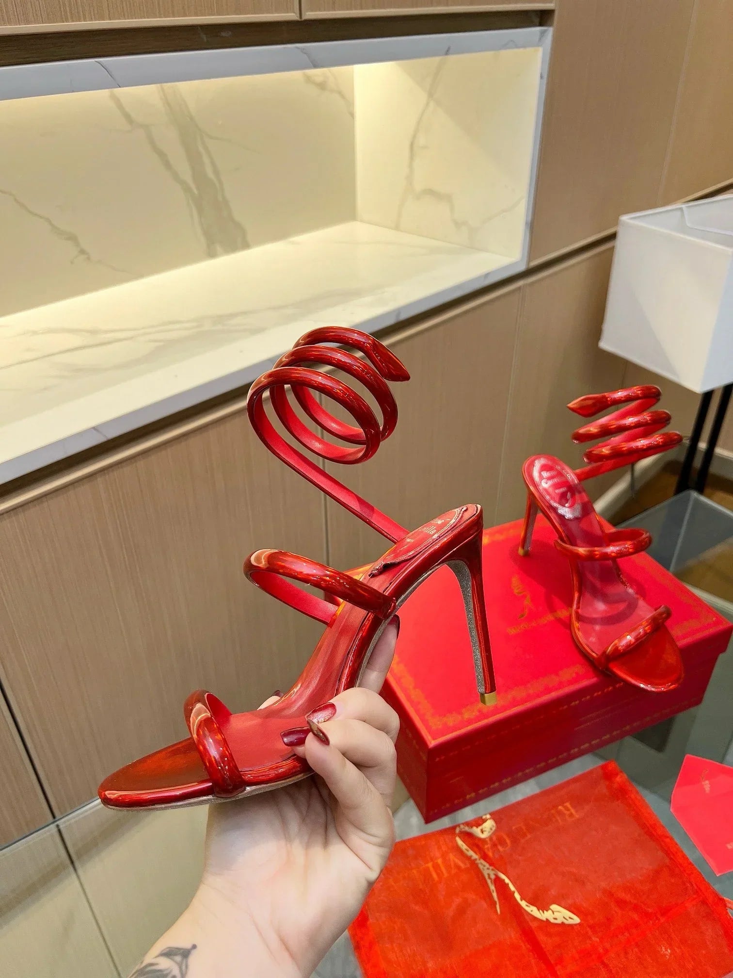 Velvet Snake Crystal Sandals