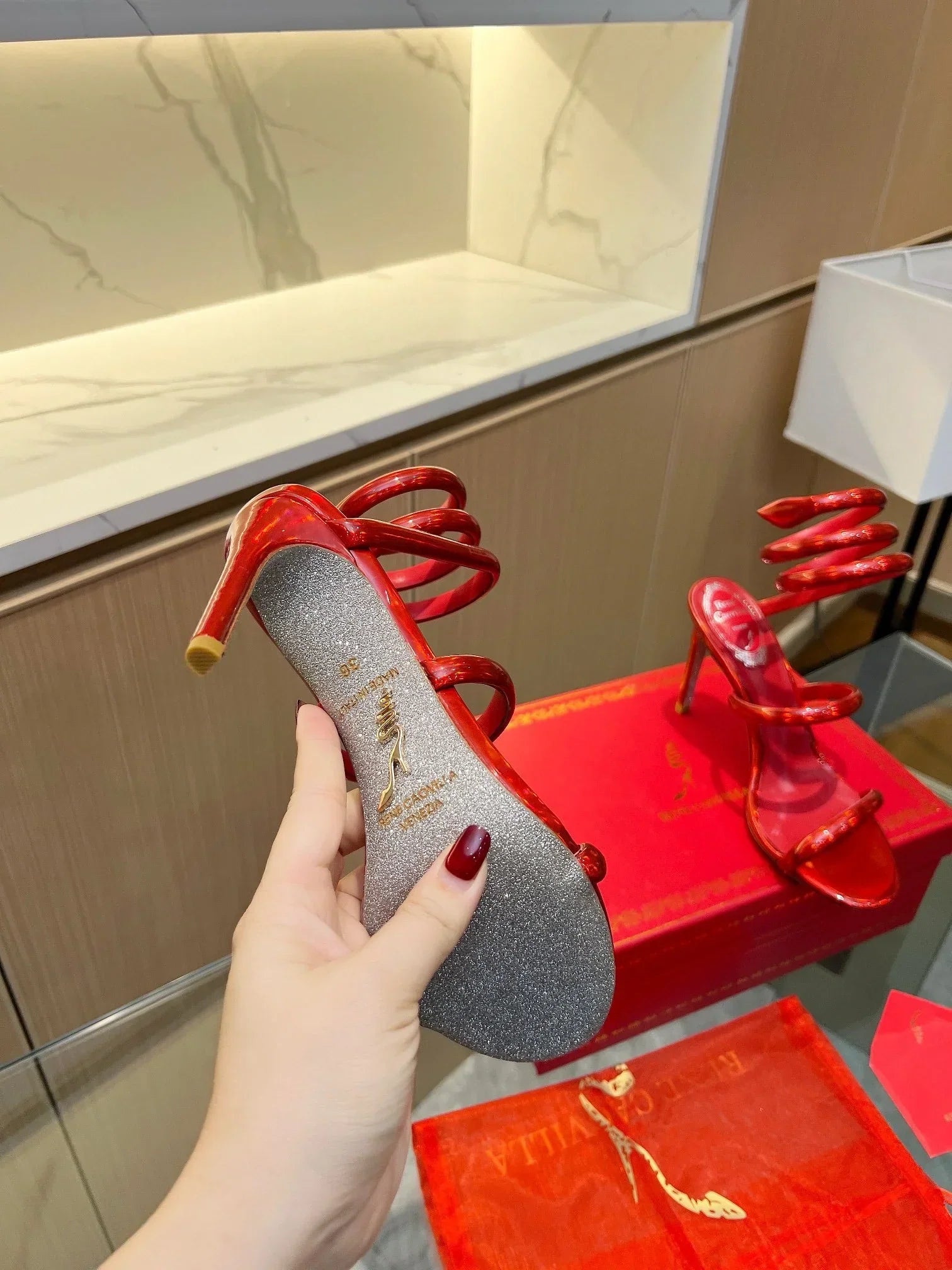 Velvet Snake Crystal Sandals