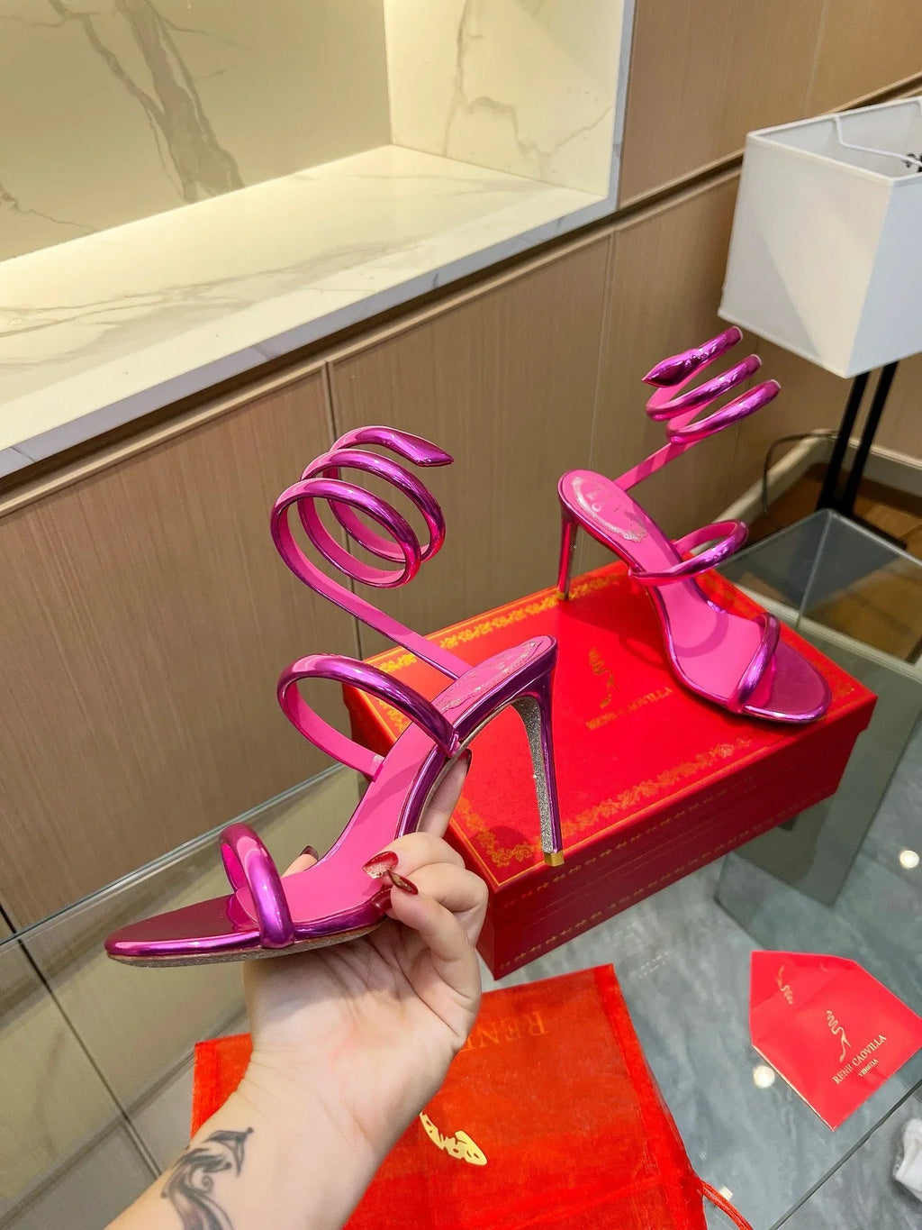 Velvet Snake Crystal Sandals