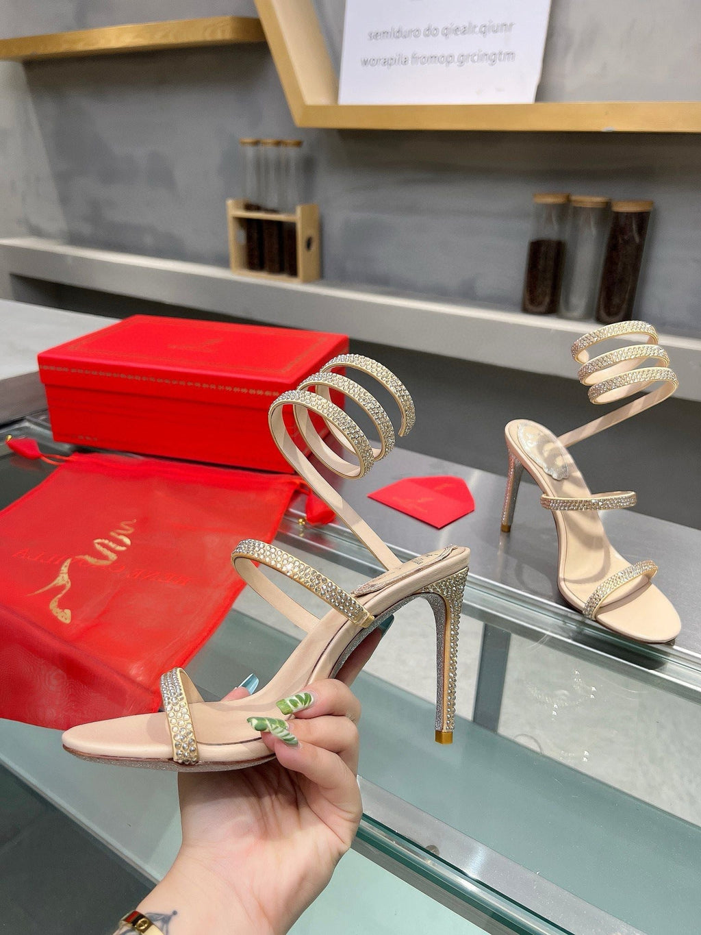 Silk Snake Crystal Sandals