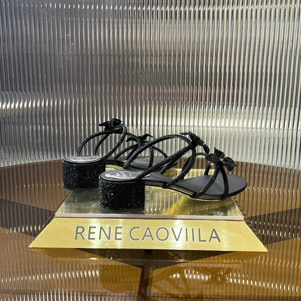 Lace Flower Crystal Sandals