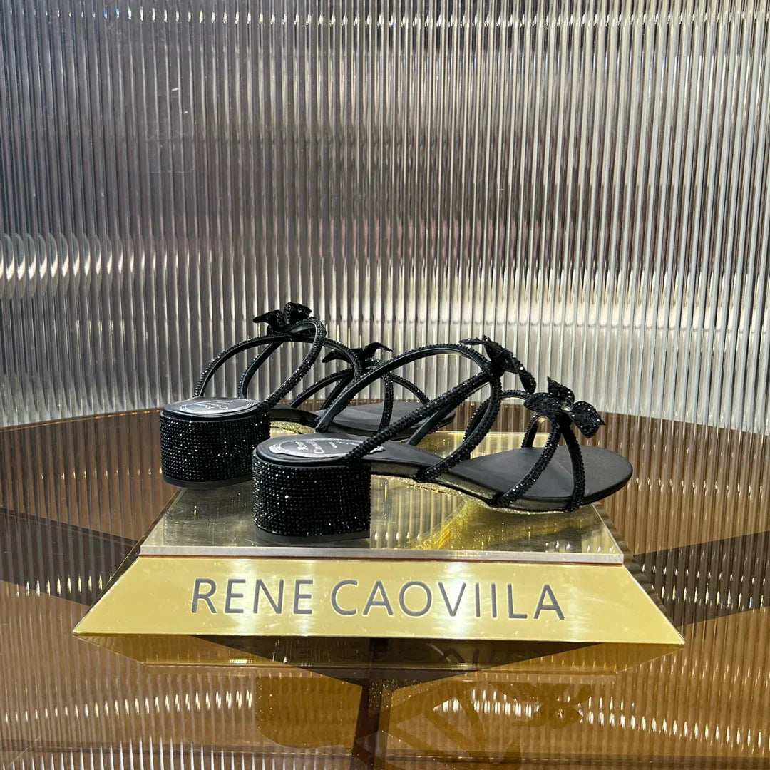 Lace Flower Crystal Sandals