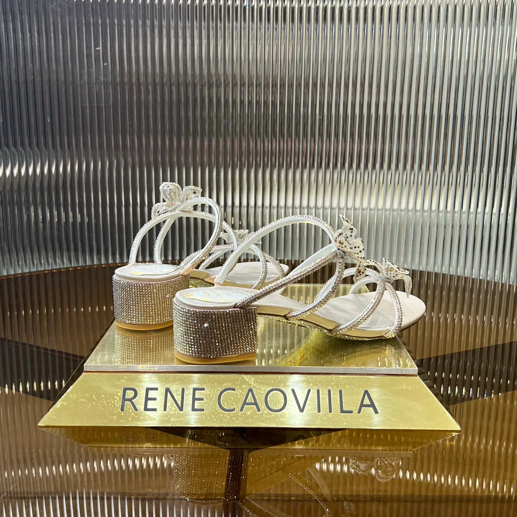 Lace Flower Crystal Sandals