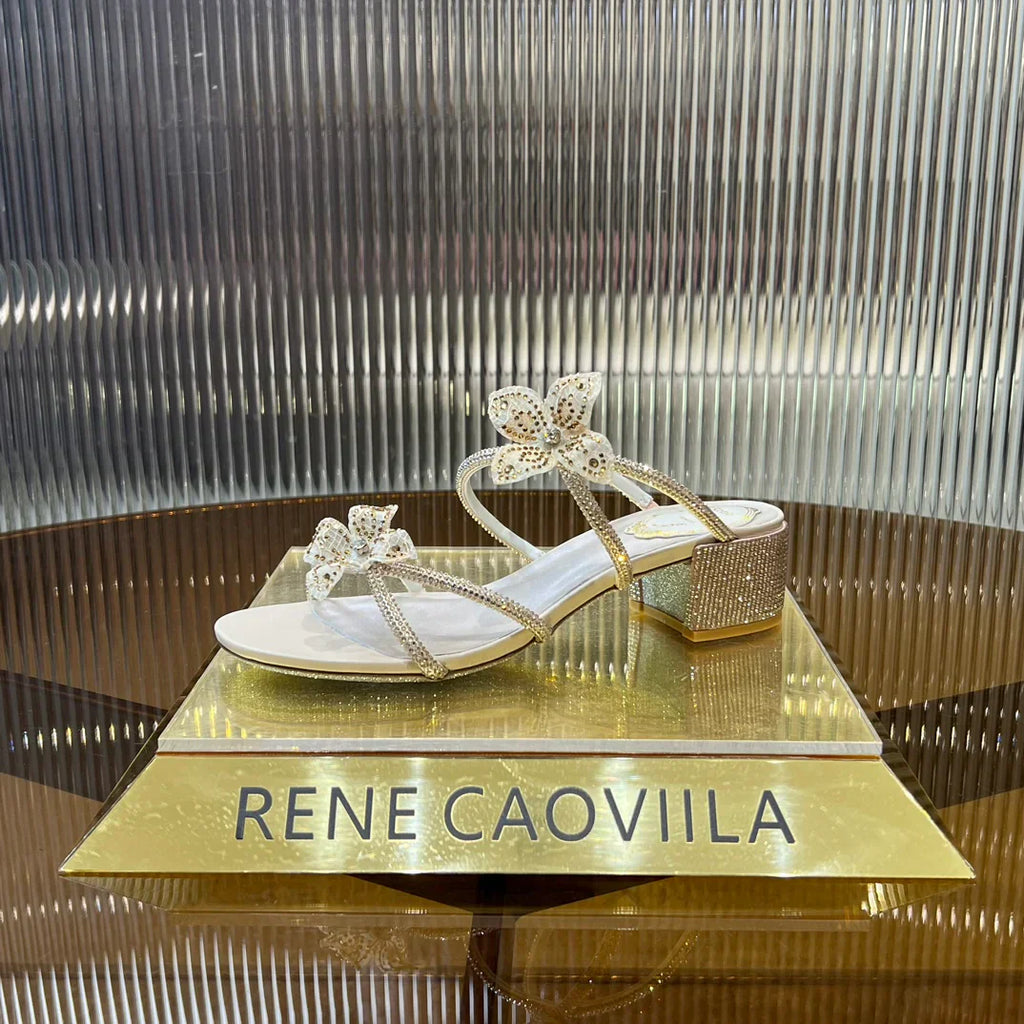 Lace Flower Crystal Sandals