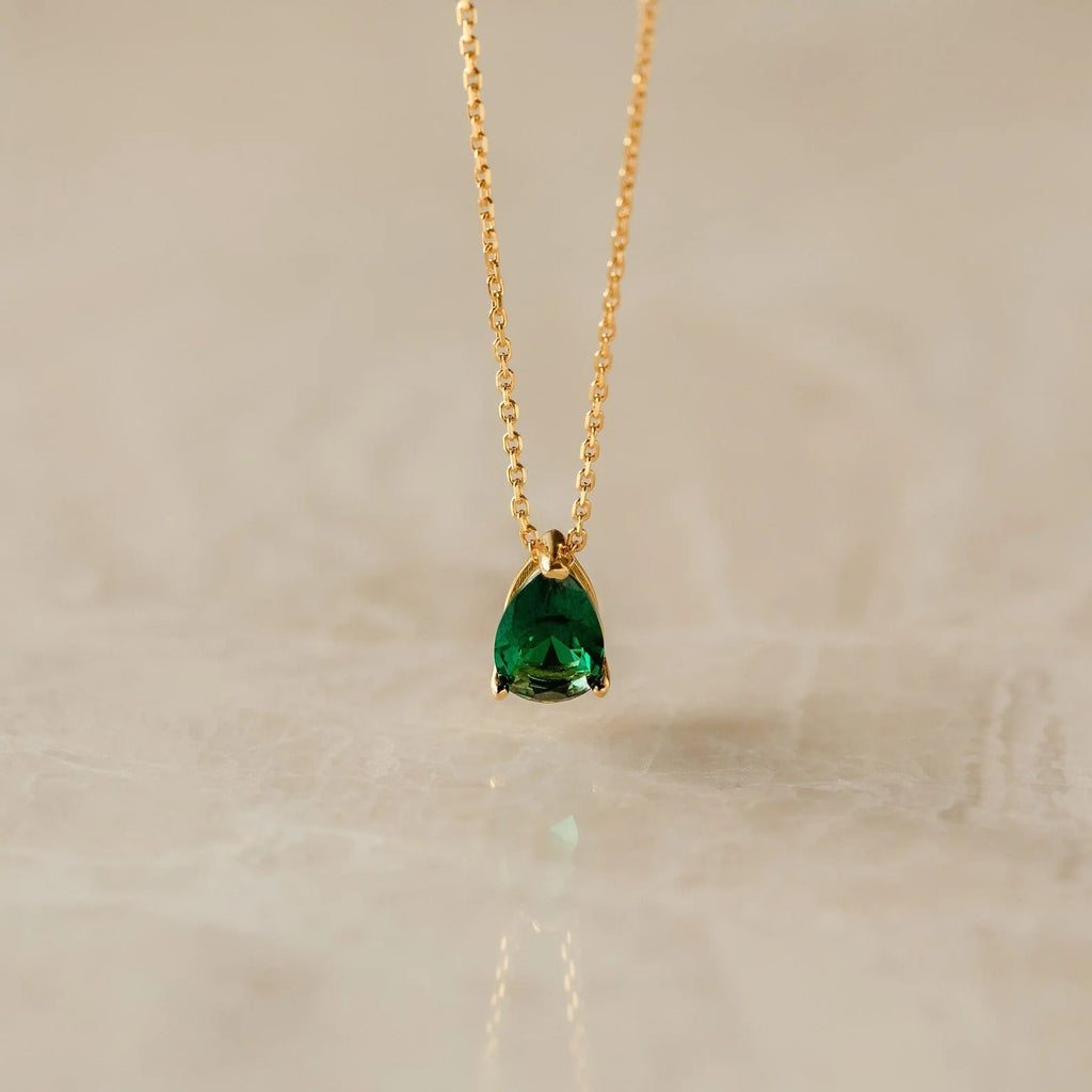 Teardrop Diamond Birthstone Necklace