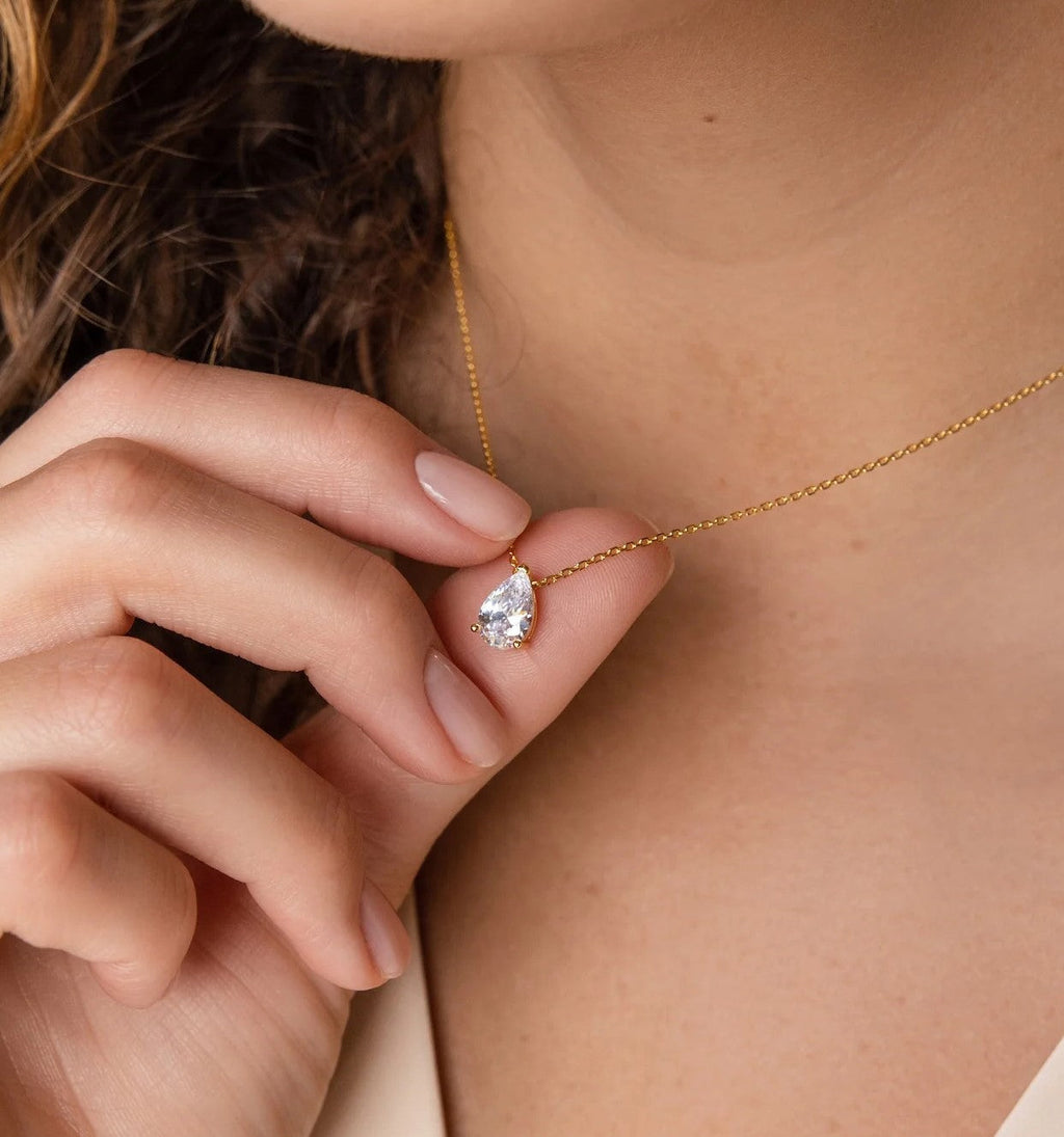 Teardrop Diamond Birthstone Necklace