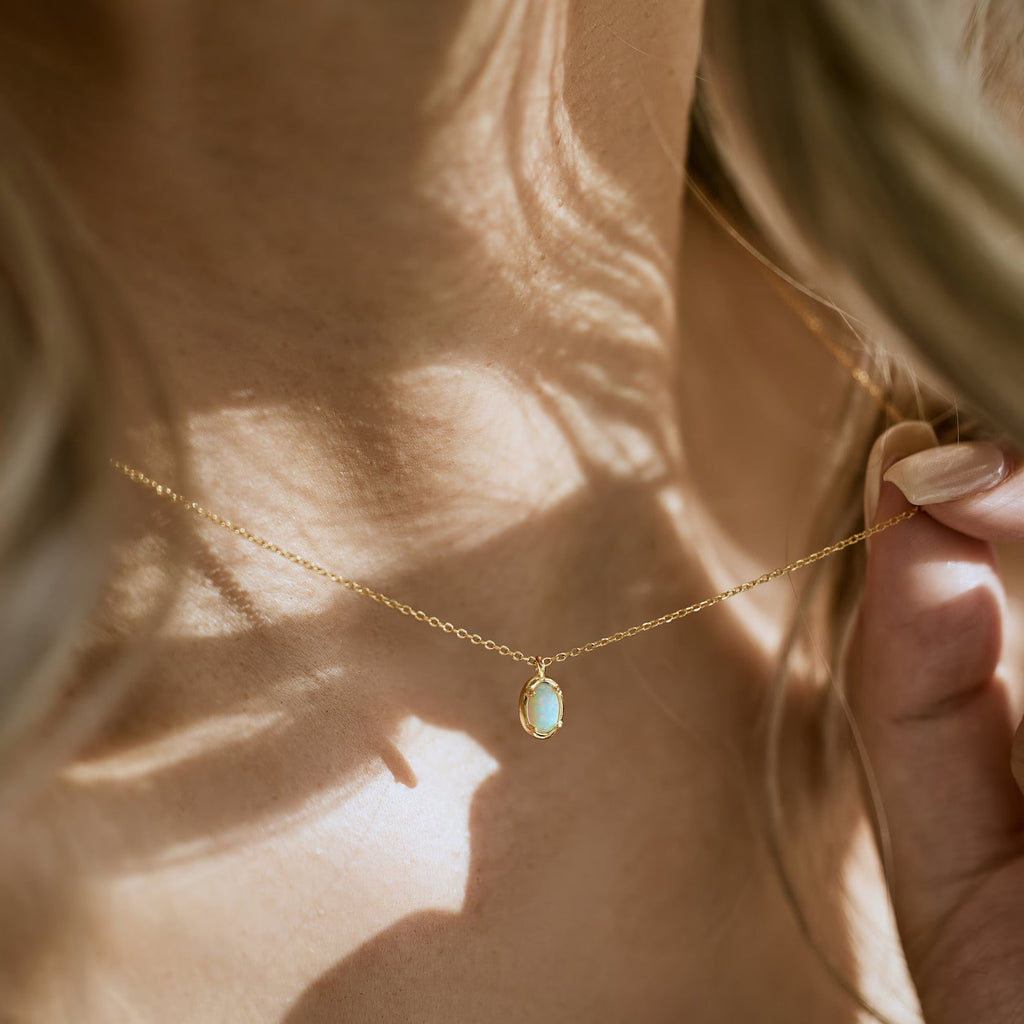Dainty White Opal Necklace