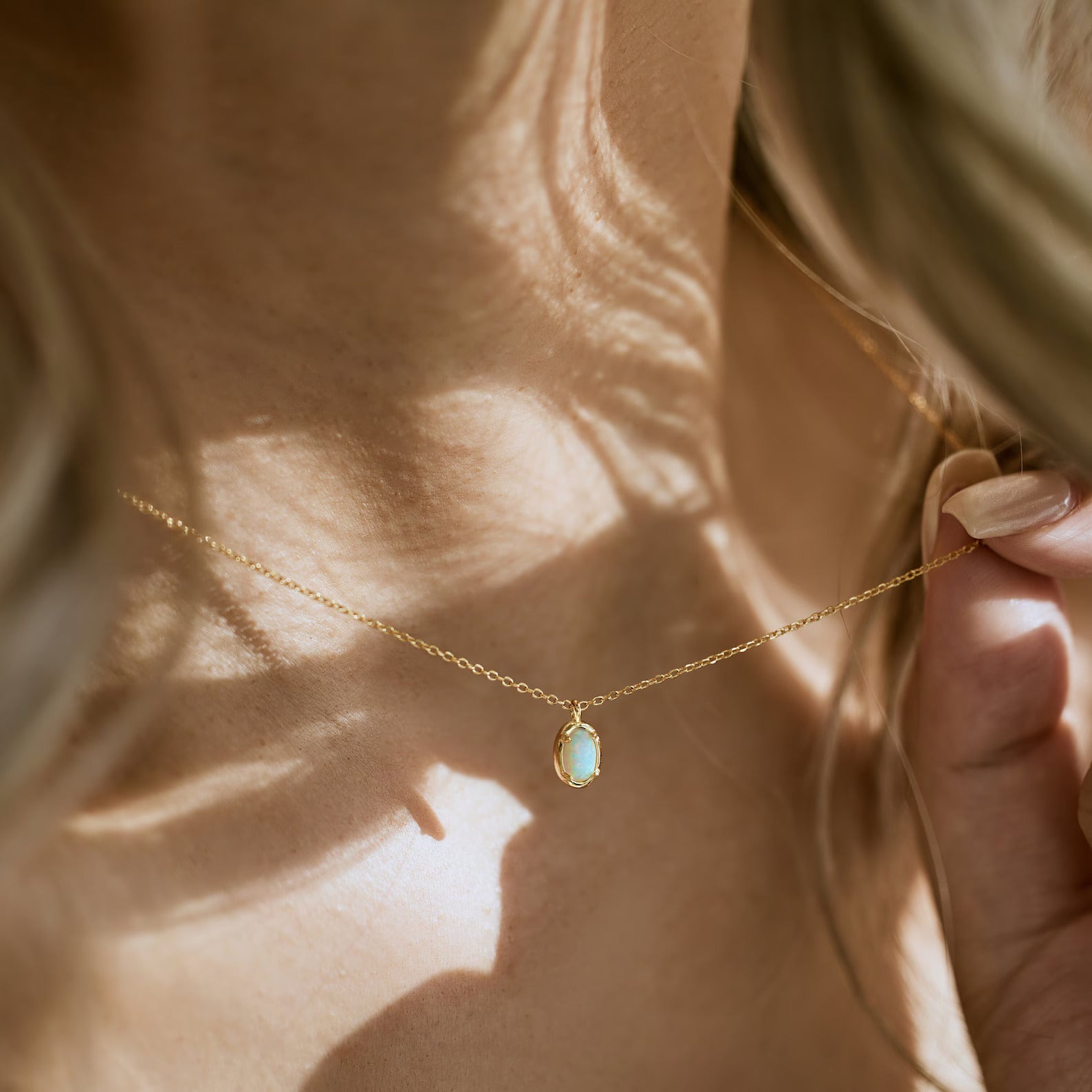 Dainty White Opal Necklace