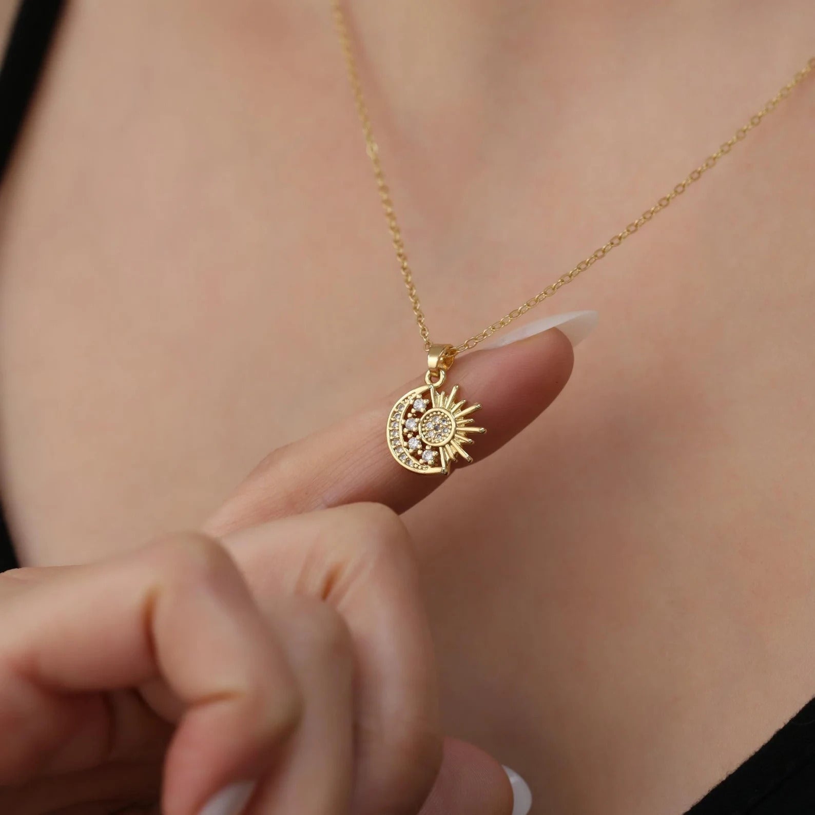 Gold Sun & Moon Necklace