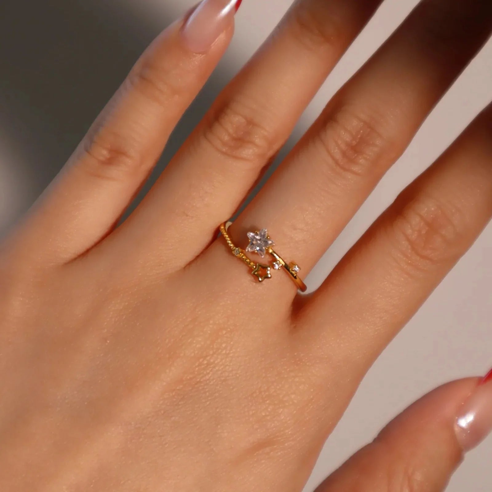 18K Gold Diamanté Vermeil Shooting Star Ring