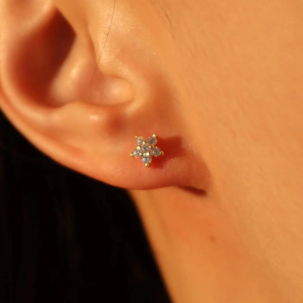 Diamanté Snowflake Stud Earrings (in silver & gold)