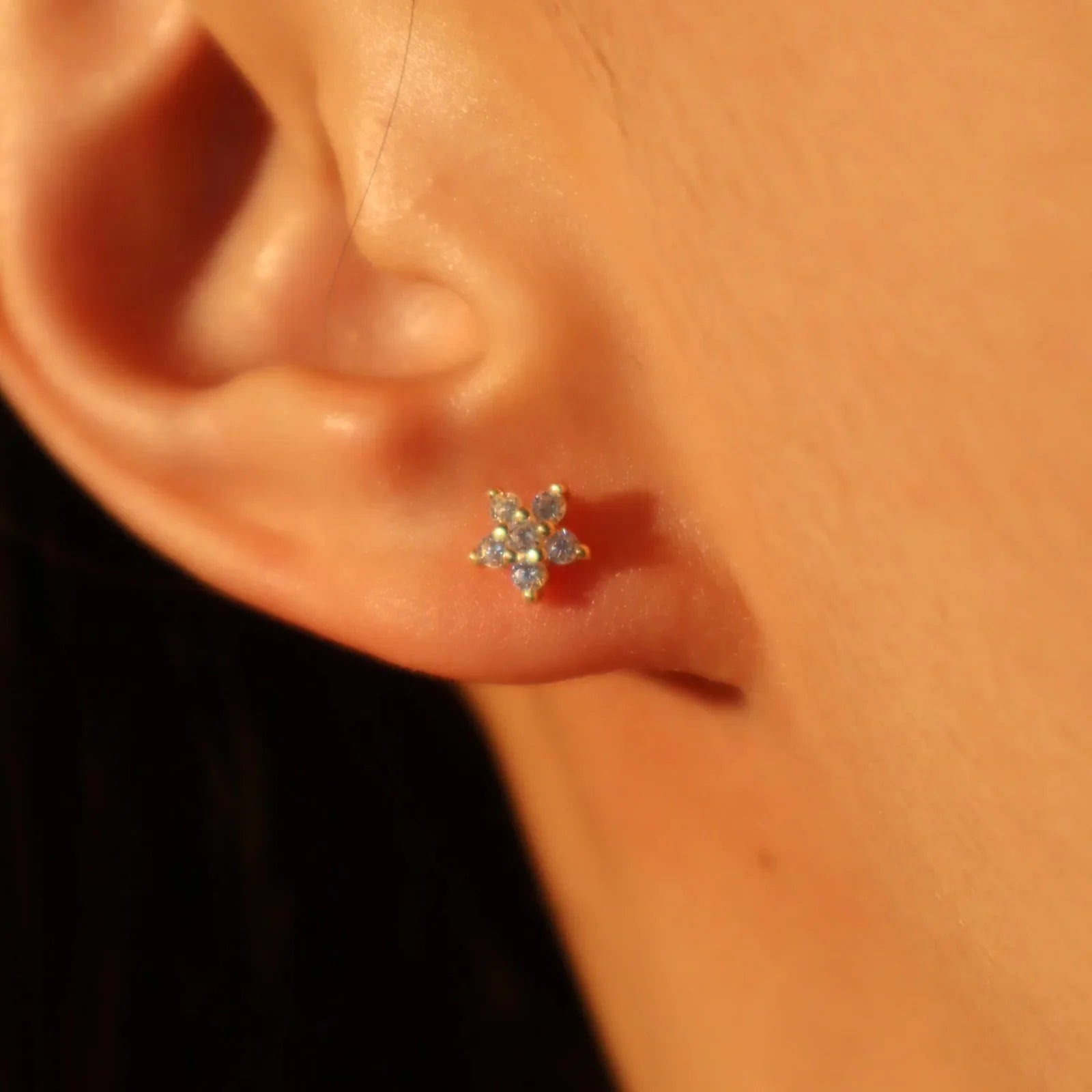 Diamanté Snowflake Stud Earrings (in silver & gold)